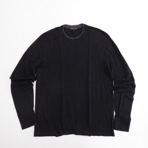 James Perse Mens Long Sleeve Crew Neck Shirt Black Contrast Trim MFGC3279 Size 1